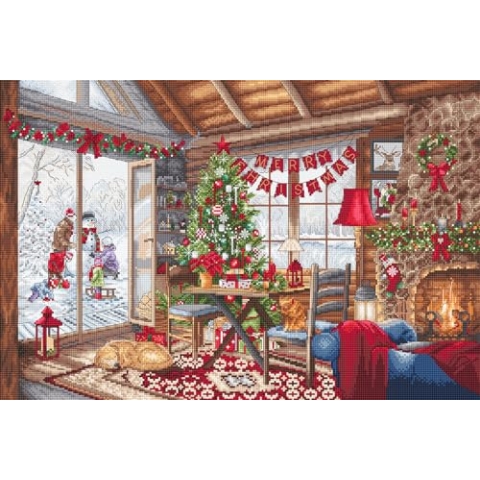 Kreuzstich Stickpackung Weihnachtshütte, Zählmuster