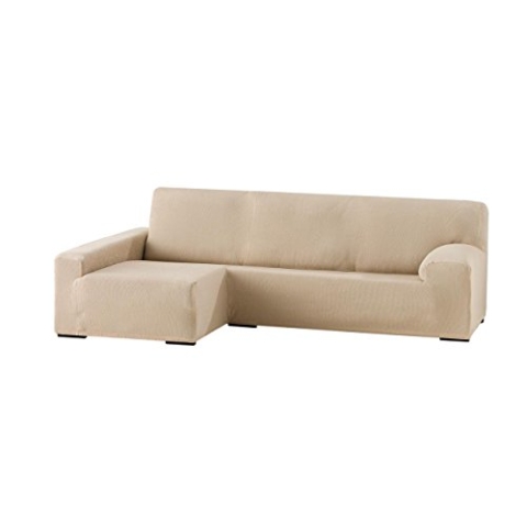 Eysa elastisch sofa überwurf chaise longue links, frontalsicht, Polyester-Baumwolle, 01-beige, 90 x 240 - 280 x 155 cm