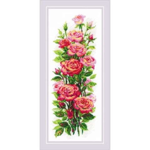 Riolis Kreuzstich Set "Blühende Rosen", Zählmuster, 19x40cm