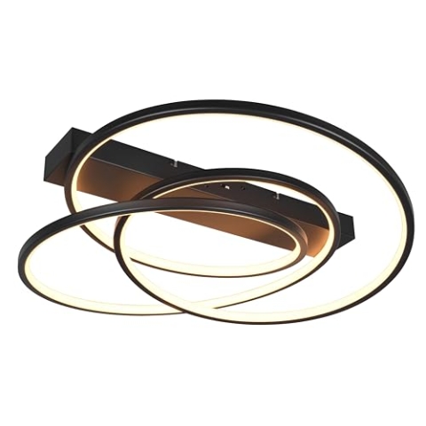 Trio Leuchten LED Deckenleuchte Darvin 649110132, Metall Schwarz matt, inkl. 34 Watt LED, Lichtfarbe einstellbar, Switch Dimmer