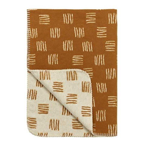 MEYCO Babydecke Kinderbettdecke - Flanell Block Stripe - 120x150cm - Camel/Offwhite