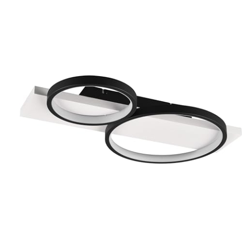 Trio Leuchten LED Deckenleuchte Medera 643810232, Metall Schwarz matt, Holz Weiß, inkl. 26 Watt LED, Switch Dimmer