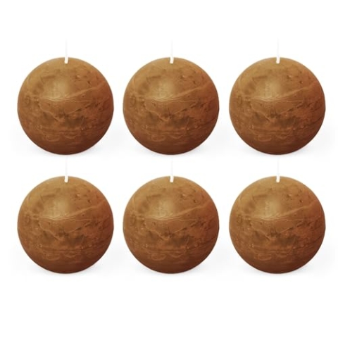 Spaas 6x Rustikale Kugelkerze 80 mm 24St. - cognac