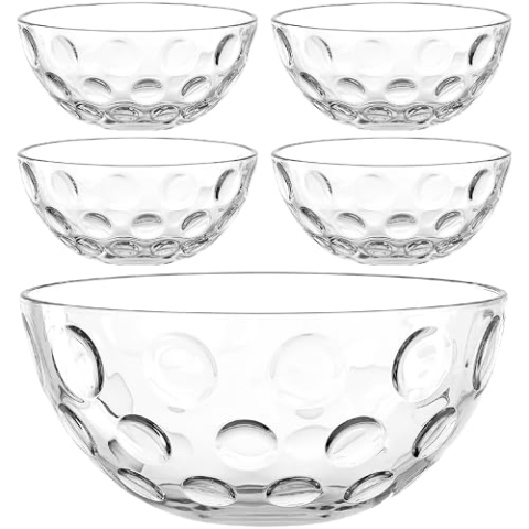 LEONARDO HOME CUCINA OPTIC Schalenset • 5 tlg. Set • Strukturierte Glasschalen im klaren Design • Passend zu jeder Gelegenheit • Vielseitig einsetzbar • Stapelbar • Hochwertig • klar • 066354