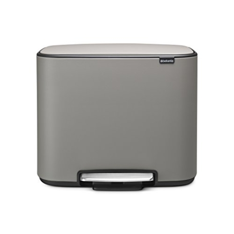Brabantia Bo Treteimer 36 L Abfalleimer, Metall, Mineral Concrete Grau, 54 x 36.5 x 44 cm, 1 Einheiten