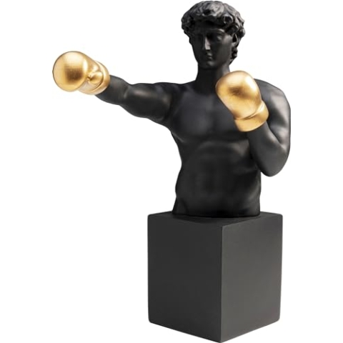 Kare Design Deko Objekt Balboa, Schwarz, Boxer, Polyresin lackiert, Handgearbeitet, 40x20x25 cm (H/B/T)