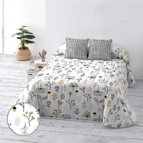 BELUM | Tagesdecke 100 g Bett 90 cm, Artikel: 190 x 270 cm, Stoff: 100% Bio-Baumwolle, Fadenzahl 175, Oeko-Tex Zertifiziert, Modell: Santorini
