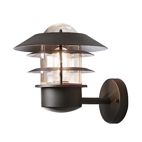 Konstsmide Modena 7303-750 Wandleuchte / B: 22cm T: 26cm H: 24cm / 1x60W / IP44 / lackiertes Aluminium / matt-schwarz