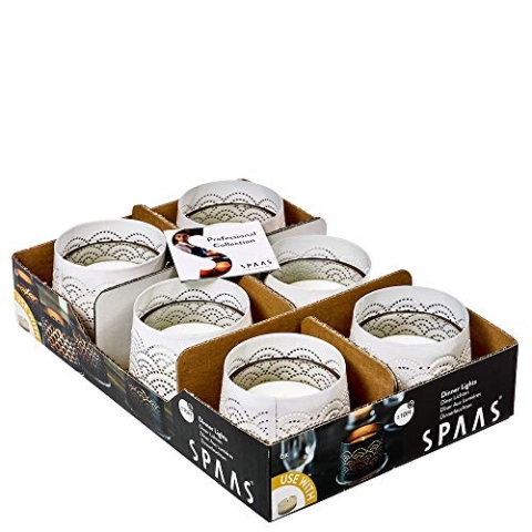 Spaas 6 Kerzenhalter Dinner Light mit Clearlights, ± 10 Stunden-weiß, Glas, D 92 mm x H 48 mm