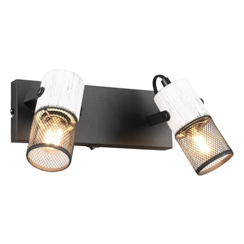 Trio Leuchten Spotbalken Tosh 804370234, Metall Schwarz matt, Holz Weiß, exkl. 2x E27