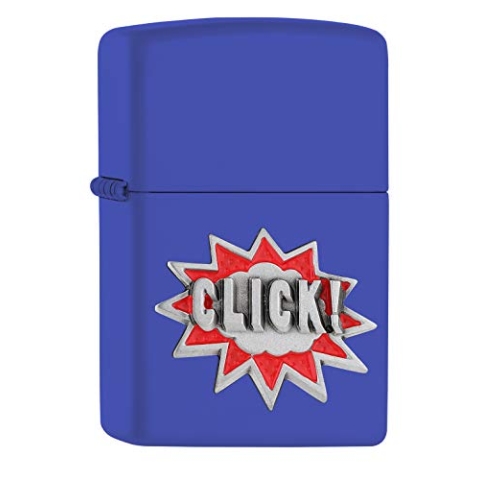ZIPPO – Sturmfeuerzeug, Click, Emblem Attached, Royal Blue Matte, nachfüllbar, in hochwertiger Geschenkbox