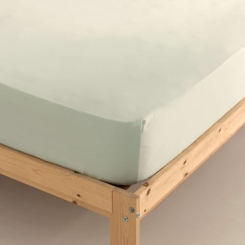Belum | Spannbettlaken aus Satin, 100% Baumwolle, Fadendichte 300, für Betten mit 180 cm Breite – Maße: 180 x 200 cm + 35 cm Faltenbalg Modell: Mint | Spannbettlaken aus Satin, extra weich und