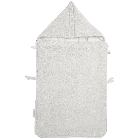 Meyco Fußsack Teddy, Einschlagdecke Babyschale & Kinderwagen (Fußsack mit Reißverschluss, atmungsaktiv, 100% Baumwolle, 40 x 82 cm, Babyzubehör), Greige