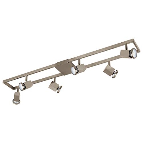 EGLO LED Deckenlampe Zeraco, 6 flammige Deckenleuchte, Deckenstrahler aus Metall, Kunststoff, Wohnzimmerlampe in Silber, Spots inkl. GU10 Leuchtmittel, warmweiß