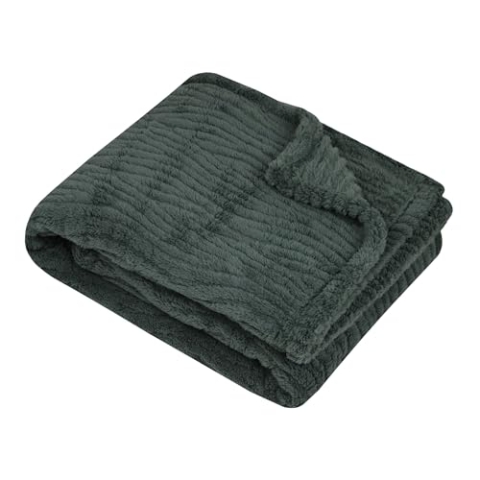 STOF Decke, Größe 180 x 220 cm, 100% Polyester, Farbe Jade, Modell Columbia, weich, warm, flauschig, strukturiert, einfarbig