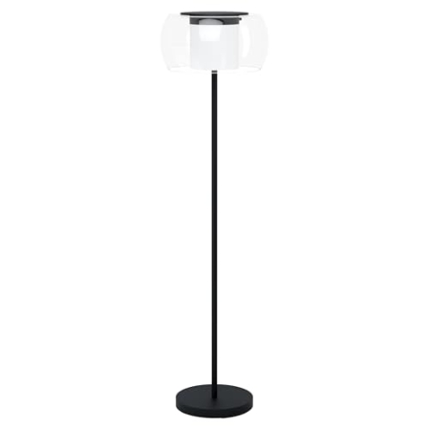 EGLO LED Stehlampe Briaglia-c, dimmbare Smart Home Standleuchte, Lampe Wohnzimmer aus schwarzem Metall, Glas Kugel mit satiniertem Zylinder, warmweiß-kaltweiß, RGB