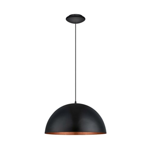 EGLO Pendelleuchte Gaetano 1, 1 flammige Hängelampe Industrial, Hängeleuchte aus Stahl in Schwarz, Kupfer, Esstischlampe, Wohnzimmerlampe hängend mit E27 Fassung, Ø 53 cm