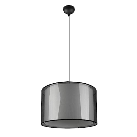Trio Leuchten Pendelleuchte Burton 311400132, Metall Schwarz matt, Schirm Stoff weiß, exkl. 1x E27