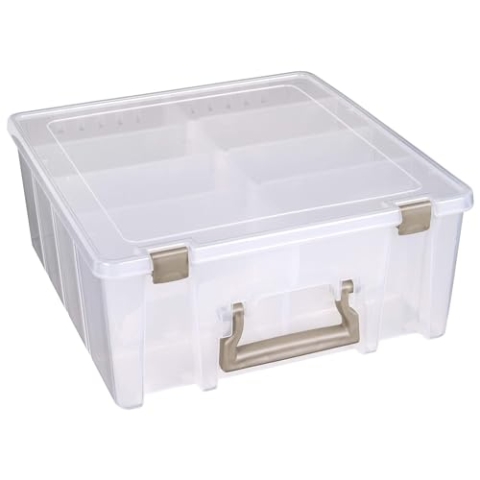 ArtBin Box-Art Storage with 8 Removable Compartments, Smart Closure for Craft Supplies Super Satchel, Polypropylen Kunststoff, Gold, Double Deep