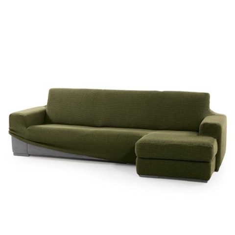 SOFASKINS® super elastischer Chaise Longue überzug, Sofabezug Kurze rechte Armlehne, Sofa überzug atmungsaktiv, bequem und langlebig, Kompatible Abmessungen des Sofas (210-340 cm), Farbe Gras