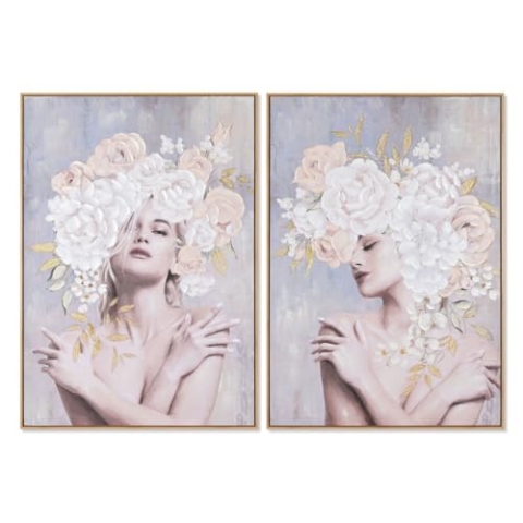 Home ESPRIT Modernes Blumenbild, 70 x 3,5 x 100 cm, 2 Stück
