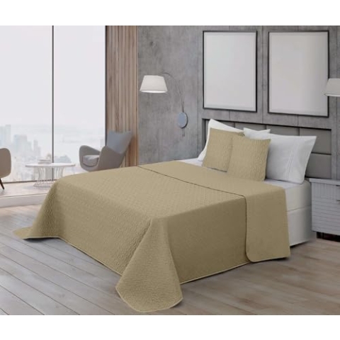 Belum | Tagesdecke Bouti Microsatin 100 g Modell Stein für 90 cm Bett (190 x 270 cm) extra weiche Tagesdecke für Frühling, Sommer, Herbst und Winter