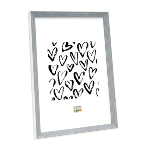 Deknudt Frames Bilderrahmen grau blau mit weißer Kante - S46CH7 für Bild 30x40cm - Bilder aufhängen oder ausstellen