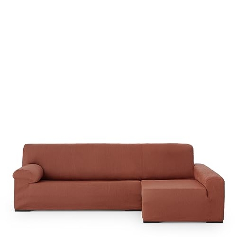 Eysa elastisch Sofa überwurf Chaise Longue rechts, frontalsicht, Polyester-Baumwolle, 09-orange, 43 x 14 x 37 cm
