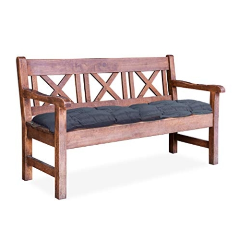Relaxdays, grau Bankauflage Garten, Bankpolster Zweisitzer, Bank Sitzauflage zum Binden, faltbar, HBT: 8 x 118 x 52 cm, Baumwolle, 50% Polyester, Standard