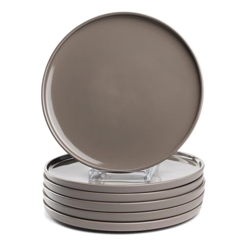 LEONARDO HOME Speiseteller ROMA 6er Set • Ø 27 cm • Mikrowellen- & Spülmaschinengeeignet • stapelbar • Keramik Geschirr für 6 Personen • Steingut-Teller mit glasierter Oberfläche • taupe • 027922