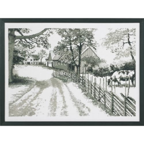 Permin Kreuzstich Stickpackung Farm Monochrome Zählmuster