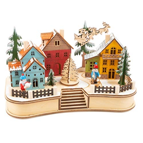 small foot Lampe Weihnachtsdorf aus Holz, Winterlandschaft mit Beleuchtung, Weihnachtsdeko, 11391