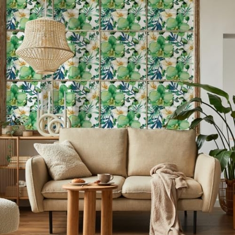 Ambiance Sticker Selbstklebende Sichtschutzfolie für Fenster und Duschtür, Blickdicht, Motiv: grüne Orchidee, selbstklebend, Sichtschutz für Fenster & Duschtür, groß – H 40 x L 100 cm