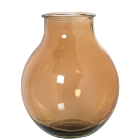 Alexandra House Living Vase aus recyceltem Glas, Braun, Glas, 27 x 27 x 33 cm