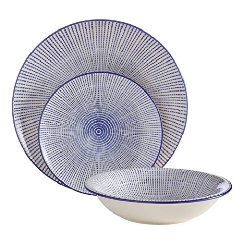 Premier Housewares 0723029 Maya Blau/Weiß 12-tlg, Dolomit