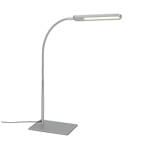 BRILONER - LED Schreibtischlampe mit Touch, in Stufen dimmbar, einstellbar in warmweiß und kaltweiß, Tischlampe, Lampe, Nachttischlampe, Tischleuchte, Deko, Bürolampe, 23x95 cm, Silberfarbig