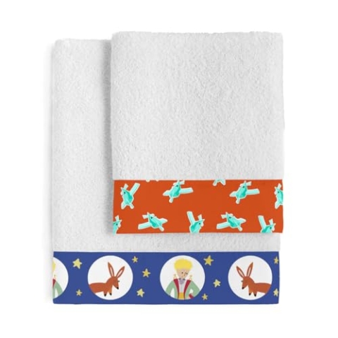 HappyFriday Petit Prince Handtuch-Set, Mehrfarbig, 2-teilig