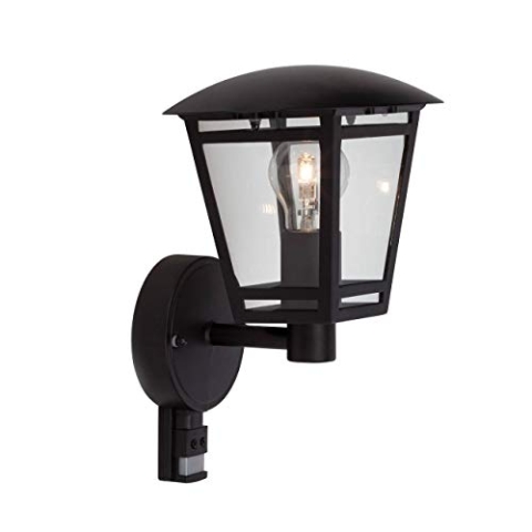 BRILLIANT Lampe Riley Außenwandleuchte stehend Bewegungsmelder schwarz | 1x A60, E27, 40W, geeignet für Normallampen (nicht enthalten) | IP-Schutzart: 44 - spritzwassergeschützt