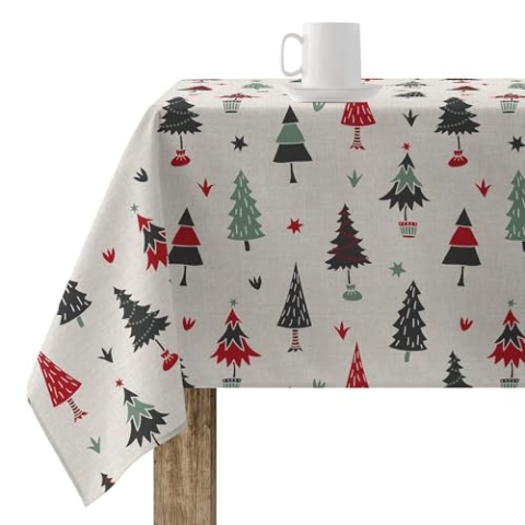 Belum Tischdecke für Weihnachten, 300 x 140 cm, 100% Baumwolle, harzbeschichtet, schmutzabweisend, Nicht laminiert, Modell Merry Christmas 82