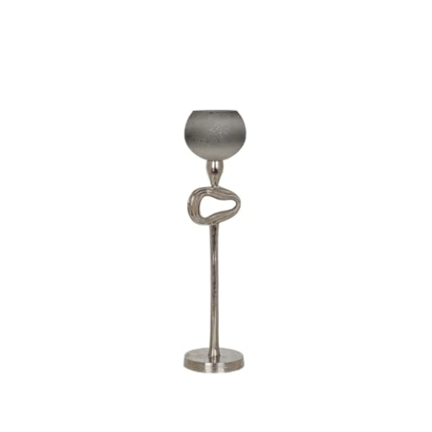 Romimex Kerzenhalter Beige Silber Glas Aluminium 12 x 48 x 12 cm Kugel