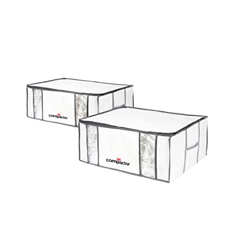 Compactor LIFE 3D Semi-Rigid Vakuum Boxen ─ Set aus 2 Stück, XXL, Weiß, Patentiere Ventil, Platzsparend