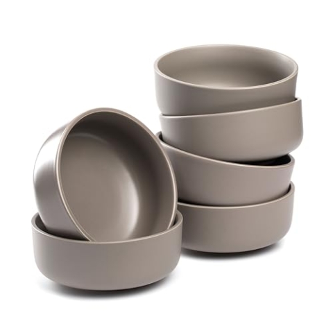 LEONARDO HOME Schälchen ROMA 6er Set • Ø 15,7 cm • Mikrowellen- & Spülmaschinengeeignet • stapelbar • Keramik Geschirr für 6 Personen • Dessert-Schale, leicht matte Oberfläche • taupe • 027924