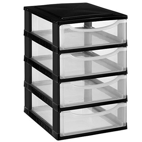 Great Plastic Tolles Kunststoff Kleine Schubladen Set (4), Modular, schwarz, 12 Stück