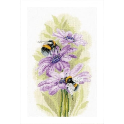 Lanarte Kreuzstich Stickpackungen Gezählter Kreuzstichbilder Set TANZENDE BIENEN Wanddekoration Handarbeit Set für Erwachsene 22 x 33 cm DIY Deko Bastelset Handwerker Kreative Geschenkset