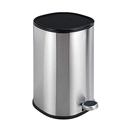 WENKO Kosmetik Treteimer Nant 5 Liter, Badezimmer-Mülleimer mit Absenkautomatik, Kleiner Abfalleimer, Edelstahl rostfrei, 27,3 x 30 x 20,5 cm, matt