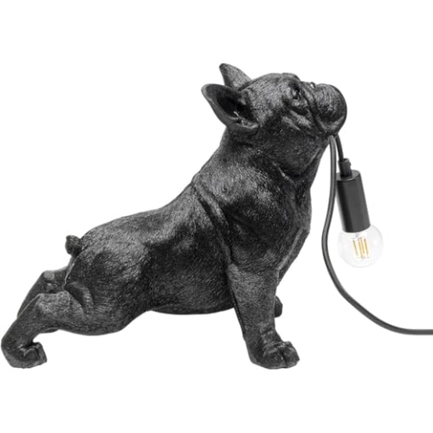 Kare Design Tischlampe Toto Schwarz, Hund, 35cm Höhe, Kunstharz, Tierdesign, Moderne Tischleuchte, Schlafzimmer, Wohnzimmer, keine Leuchtmittel inklusive, 35x28x19 cm (HxBxT)