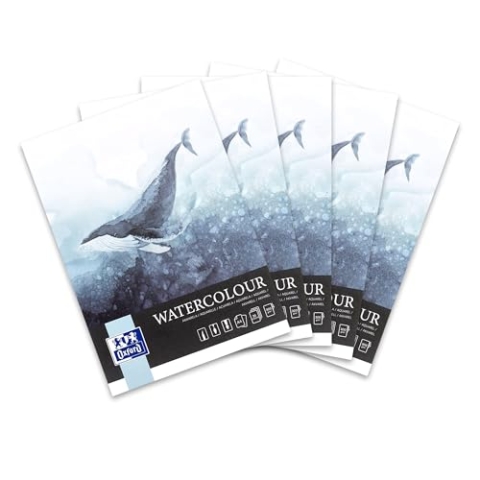 Oxford Art Aquarellblock A4 20 Blatt, 300g/m² Künstlerpapier, 5 Stück