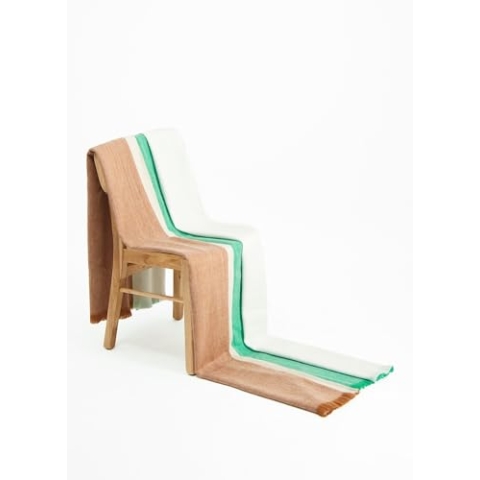 Alpaca Loca Plaid/Throw Striped Botanic Green and Naturals - Alpaca Wool