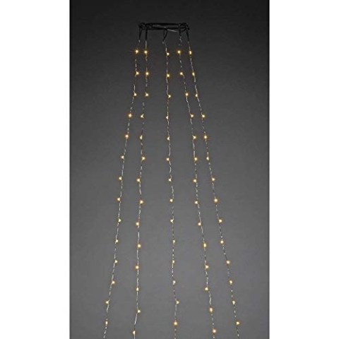 Konstsmide, 6377-890, LED Baummantel mit Ring Ø 11, LED Tropfen, 5 Stränge à 36 Dioden , vormontiert, 180 bernsteinfarbene Dioden, 14V_Innentrafo, silberfarbenes Kabel, 180 LEDs