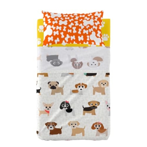 HappyFriday Mr Fox Dogs Bettwäsche-Set, Mehrfarbig, für Babybett, 2-teilig